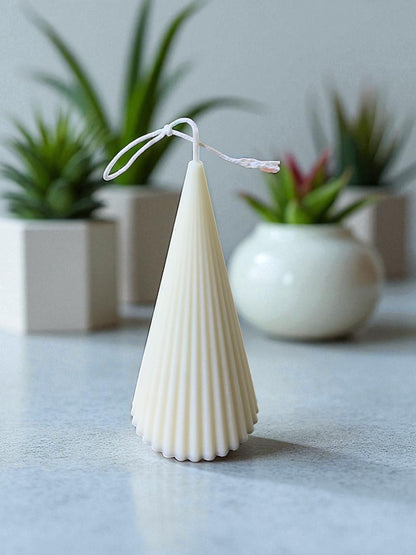 Ribbed Cone Candle - Soy Wax