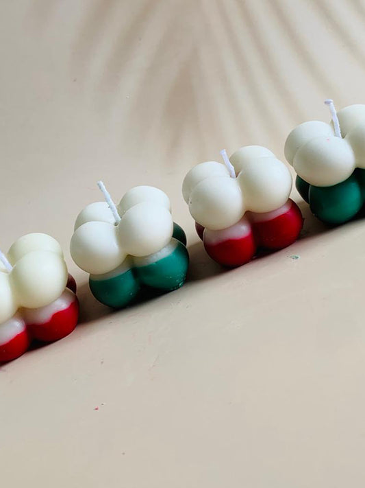 Small Bubble Candle (Red and White)