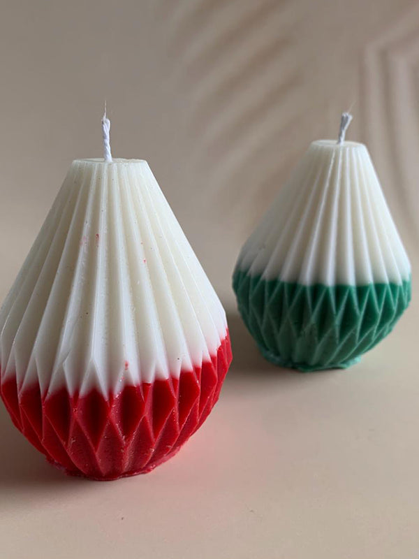 Pear Shaped Christmas Candle (Red and White)