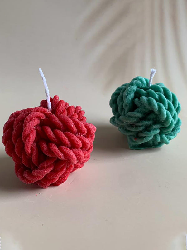 Rope Knot Christmas Candle (Red)